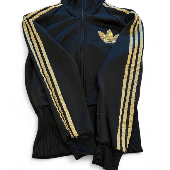 Adidas Black & Gold Sequin Sweater (Great Condition) 53% Cotton , 47% Polyester - Picture 6 of 13